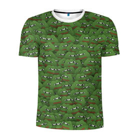 Мужская футболка 3D спортивная с принтом Грустные лягушки в Курске, 100% полиэстер с улучшенными характеристиками | приталенный силуэт, круглая горловина, широкие плечи, сужается к линии бедра | frog | mem | sad | мем