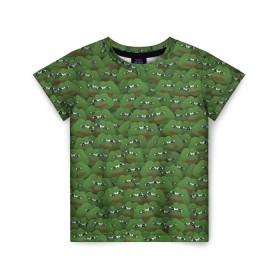 Детская футболка 3D с принтом Грустные лягушки в Курске, 100% гипоаллергенный полиэфир | прямой крой, круглый вырез горловины, длина до линии бедер, чуть спущенное плечо, ткань немного тянется | Тематика изображения на принте: frog | mem | sad | мем