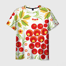 Мужская футболка 3D с принтом Хохлома 2 в Курске, 100% полиэфир | прямой крой, круглый вырез горловины, длина до линии бедер | деревня | жар | живопись | новинки | птица | русь | традиции | цветы