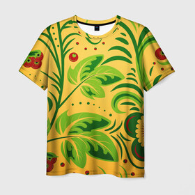 Мужская футболка 3D с принтом Хохлома 5 в Курске, 100% полиэфир | прямой крой, круглый вырез горловины, длина до линии бедер | деревня | жар | живопись | новинки | птица | русь | традиции | цветы