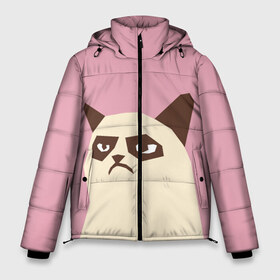 Мужская зимняя куртка 3D с принтом Grumpy cat pink в Курске, верх — 100% полиэстер; подкладка — 100% полиэстер; утеплитель — 100% полиэстер | длина ниже бедра, свободный силуэт Оверсайз. Есть воротник-стойка, отстегивающийся капюшон и ветрозащитная планка. 

Боковые карманы с листочкой на кнопках и внутренний карман на молнии. | Тематика изображения на принте: кот | мем | угрюмый