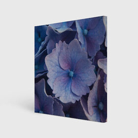 Холст квадратный с принтом Синие цветочки в Курске, 100% ПВХ |  | синий | сиреневый | цветок | цветы
