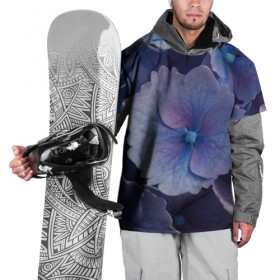 Накидка на куртку 3D с принтом Синие цветочки в Курске, 100% полиэстер |  | синий | сиреневый | цветок | цветы
