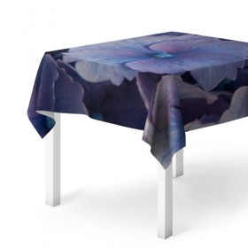 Скатерть 3D с принтом Синие цветочки в Курске, 100% полиэстер (ткань не мнется и не растягивается) | Размер: 150*150 см | синий | сиреневый | цветок | цветы