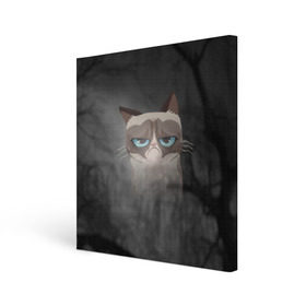 Холст квадратный с принтом Grumpy Cat в Курске, 100% ПВХ |  | кот | мем | угрюмый