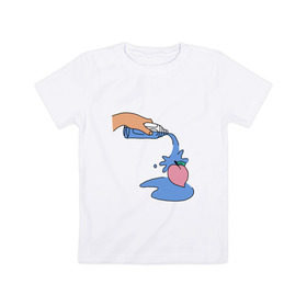 Детская футболка хлопок с принтом peach water в Курске, 100% хлопок | круглый вырез горловины, полуприлегающий силуэт, длина до линии бедер | Тематика изображения на принте: peach | tmblr | tumbler | water | вода | персик