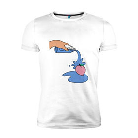 Мужская футболка премиум с принтом peach water в Курске, 92% хлопок, 8% лайкра | приталенный силуэт, круглый вырез ворота, длина до линии бедра, короткий рукав | Тематика изображения на принте: peach | tmblr | tumbler | water | вода | персик