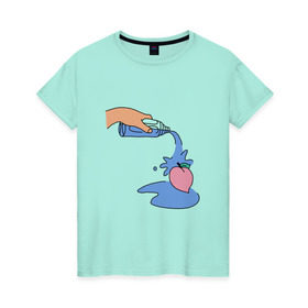 Женская футболка хлопок с принтом peach water в Курске, 100% хлопок | прямой крой, круглый вырез горловины, длина до линии бедер, слегка спущенное плечо | peach | tmblr | tumbler | water | вода | персик