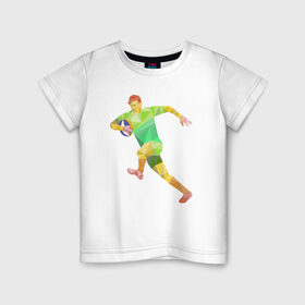 Детская футболка хлопок с принтом Регбист в Курске, 100% хлопок | круглый вырез горловины, полуприлегающий силуэт, длина до линии бедер | геометрия | игра | кубок | мяч | полигональный | регби | спорт | футбол