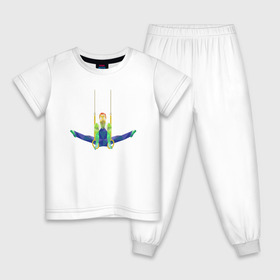 Детская пижама хлопок с принтом Гимнаст в Курске, 100% хлопок |  брюки и футболка прямого кроя, без карманов, на брюках мягкая резинка на поясе и по низу штанин
 | 