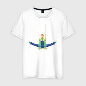 Мужская футболка хлопок с принтом Гимнаст в Курске, 100% хлопок | прямой крой, круглый вырез горловины, длина до линии бедер, слегка спущенное плечо. | 
