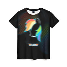 Женская футболка 3D с принтом My Little Pony в Курске, 100% полиэфир ( синтетическое хлопкоподобное полотно) | прямой крой, круглый вырез горловины, длина до линии бедер | dash | rainbow | пони | радуга