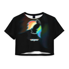 Женская футболка 3D укороченная с принтом My Little Pony в Курске, 100% полиэстер | круглая горловина, длина футболки до линии талии, рукава с отворотами | dash | rainbow | пони | радуга