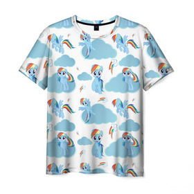 Мужская футболка 3D с принтом My Little Pony в Курске, 100% полиэфир | прямой крой, круглый вырез горловины, длина до линии бедер | Тематика изображения на принте: dash | rainbow | пони | радуга