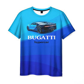 Мужская футболка 3D с принтом Bugatti hypercar в Курске, 100% полиэфир | прямой крой, круглый вырез горловины, длина до линии бедер | bugatti | chiron | hypercar | бугатти | гиперкар | суперкар | широн