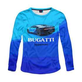 Женский лонгслив 3D с принтом Bugatti hypercar в Курске, 100% полиэстер | длинные рукава, круглый вырез горловины, полуприлегающий силуэт | Тематика изображения на принте: bugatti | chiron | hypercar | бугатти | гиперкар | суперкар | широн