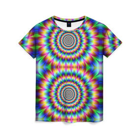 Женская футболка 3D с принтом Grazy fractal в Курске, 100% полиэфир ( синтетическое хлопкоподобное полотно) | прямой крой, круглый вырез горловины, длина до линии бедер | fraktal | luxury | premium | vip | премиум | фрактал | эксклюзив
