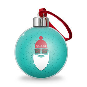 Ёлочный шар с принтом Санта хипстер в Курске, Пластик | Диаметр: 77 мм | борода | дед мороз | новый год | подарок на новый год | санта | санта хипстер | снег | снежинки | хипстер