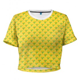 Женская футболка 3D укороченная с принтом Текстура лимон-лайм в Курске, 100% полиэстер | круглая горловина, длина футболки до линии талии, рукава с отворотами | еда | лайм | лимон | мода | стиль | текстура