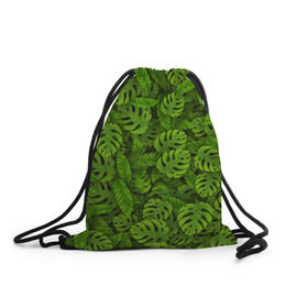 Рюкзак-мешок 3D с принтом Тропические листья в Курске, 100% полиэстер | плотность ткани — 200 г/м2, размер — 35 х 45 см; лямки — толстые шнурки, застежка на шнуровке, без карманов и подкладки | джунгли | монстера | пальма | растения | тропики