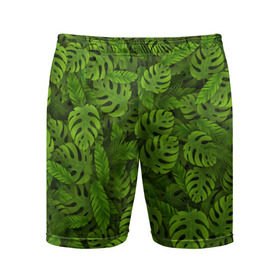 Мужские шорты 3D спортивные с принтом Тропические листья в Курске,  |  | Тематика изображения на принте: джунгли | монстера | пальма | растения | тропики