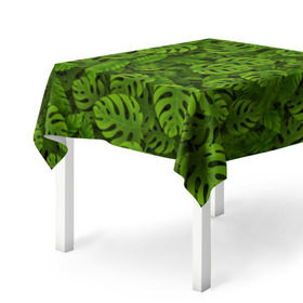 Скатерть 3D с принтом Тропические листья в Курске, 100% полиэстер (ткань не мнется и не растягивается) | Размер: 150*150 см | джунгли | монстера | пальма | растения | тропики
