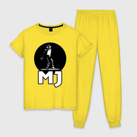 Женская пижама хлопок с принтом Майкл Джексон в Курске, 100% хлопок | брюки и футболка прямого кроя, без карманов, на брюках мягкая резинка на поясе и по низу штанин | michael jackson | mj | король | майкл джексон | поп музыка