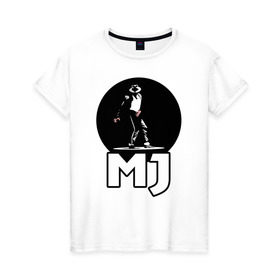 Женская футболка хлопок с принтом Майкл Джексон в Курске, 100% хлопок | прямой крой, круглый вырез горловины, длина до линии бедер, слегка спущенное плечо | michael jackson | mj | король | майкл джексон | поп музыка