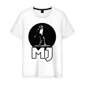 Мужская футболка хлопок с принтом Майкл Джексон в Курске, 100% хлопок | прямой крой, круглый вырез горловины, длина до линии бедер, слегка спущенное плечо. | Тематика изображения на принте: michael jackson | mj | король | майкл джексон | поп музыка