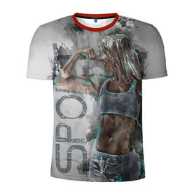 Мужская футболка 3D спортивная с принтом Фитоняшка в Курске, 100% полиэстер с улучшенными характеристиками | приталенный силуэт, круглая горловина, широкие плечи, сужается к линии бедра | fitness