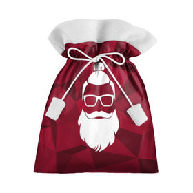 Подарочный 3D мешок с принтом Санта хипстер в Курске, 100% полиэстер | Размер: 29*39 см | 2017 | борода | дед мороз | новый год | подарок на новый год | санта | санта хипстер | снег | снежинки | хипстер