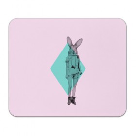 Коврик прямоугольный с принтом Pink Rabbit в Курске, натуральный каучук | размер 230 х 185 мм; запечатка лицевой стороны | Тематика изображения на принте: hipster | rabbit | swag | кролик | хипстер