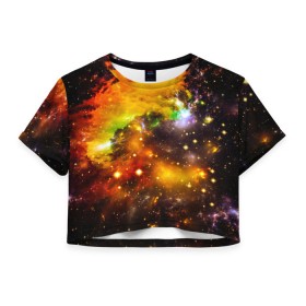 Женская футболка 3D укороченная с принтом Восхитительный космос в Курске, 100% полиэстер | круглая горловина, длина футболки до линии талии, рукава с отворотами | вселенная | галактика | звёзды | космическое пространство | космос | созвездие