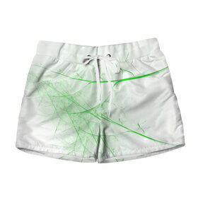 Женские шорты 3D с принтом Паутина зеленая в Курске, 100% полиэстер | прямой крой, два кармана без застежек по бокам. Мягкая трикотажная резинка на поясе, внутри которой широкие завязки. Длина до середины бедра | абстракция | зеленый | линии | объем | стиль | узор | черный