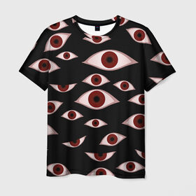 Мужская футболка 3D с принтом Глаза в Курске, 100% полиэфир | прямой крой, круглый вырез горловины, длина до линии бедер | alucard | anime | helloween | hellsing | vampire | алукард | аниме | вампир | хеллоуин | хеллсинг