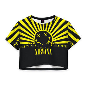 Женская футболка 3D укороченная с принтом Nirvana в Курске, 100% полиэстер | круглая горловина, длина футболки до линии талии, рукава с отворотами | cobain | kurt | кобейн | курт | нирвана