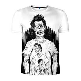 Мужская футболка 3D спортивная с принтом Зомби рекурсия в Курске, 100% полиэстер с улучшенными характеристиками | приталенный силуэт, круглая горловина, широкие плечи, сужается к линии бедра | halloween | zombie | зомби | рекурсия | хэллоуин