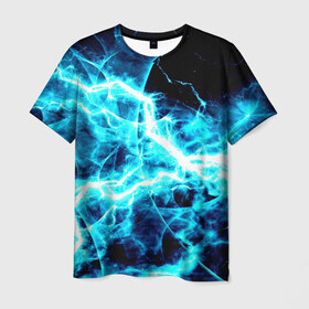 Мужская футболка 3D с принтом energy в Курске, 100% полиэфир | прямой крой, круглый вырез горловины, длина до линии бедер | Тематика изображения на принте: energy | молнии | синий | энергия