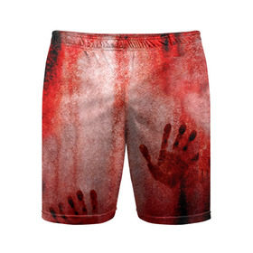 Мужские шорты 3D спортивные с принтом Отпечатки 2 в Курске,  |  | halloween | helloween | кровь | ужас | хеллоин | хеллоуин | хелуин