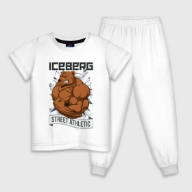 Детская пижама хлопок с принтом Bear | Iceberg в Курске, 100% хлопок |  брюки и футболка прямого кроя, без карманов, на брюках мягкая резинка на поясе и по низу штанин
 | animals | iceberg | icebergstyle | youtube