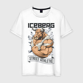 Мужская футболка хлопок с принтом Bull | Iceberg в Курске, 100% хлопок | прямой крой, круглый вырез горловины, длина до линии бедер, слегка спущенное плечо. | 