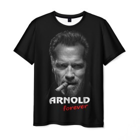 Мужская футболка 3D с принтом Arnold forever в Курске, 100% полиэфир | прямой крой, круглый вырез горловины, длина до линии бедер | Тематика изображения на принте: актёр | арнольд шварценеггер | боевик | звезда | киногерой | супергерой | терминатор