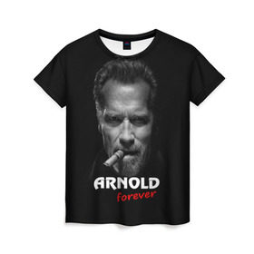 Женская футболка 3D с принтом Arnold forever в Курске, 100% полиэфир ( синтетическое хлопкоподобное полотно) | прямой крой, круглый вырез горловины, длина до линии бедер | актёр | арнольд шварценеггер | боевик | звезда | киногерой | супергерой | терминатор