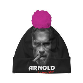 Шапка 3D c помпоном с принтом Arnold forever в Курске, 100% полиэстер | универсальный размер, печать по всей поверхности изделия | актёр | арнольд шварценеггер | боевик | звезда | киногерой | супергерой | терминатор