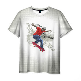 Мужская футболка 3D с принтом Скейтер в Курске, 100% полиэфир | прямой крой, круглый вырез горловины, длина до линии бедер | skater | skull | xtreme | граффити | скейт | спорт | череп | экстрим