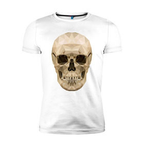 Мужская футболка премиум с принтом Геометрический череп в Курске, 92% хлопок, 8% лайкра | приталенный силуэт, круглый вырез ворота, длина до линии бедра, короткий рукав | геометрия | полигонал | череп