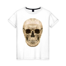 Женская футболка хлопок с принтом Геометрический череп в Курске, 100% хлопок | прямой крой, круглый вырез горловины, длина до линии бедер, слегка спущенное плечо | геометрия | полигонал | череп