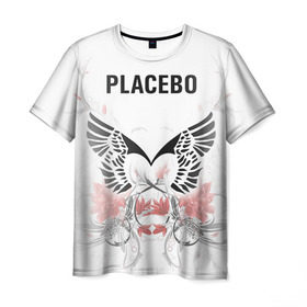 Мужская футболка 3D с принтом Placebo в Курске, 100% полиэфир | прямой крой, круглый вырез горловины, длина до линии бедер | Тематика изображения на принте: lacebo |  брайан молко | альтернатива. | пласибо | плацебо | плэйсебо | плэсибо | рок