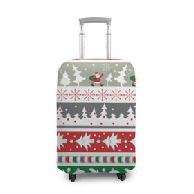 Чехол для чемодана 3D с принтом Новогодний орнамент в Курске, 86% полиэфир, 14% спандекс | двустороннее нанесение принта, прорези для ручек и колес | дед мороз | елка | новогодний орнамент | подарок на новый год | праздник | снеговик | снежинки