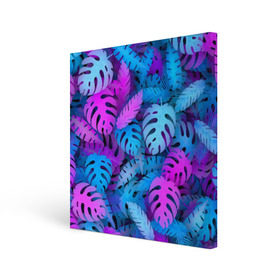 Холст квадратный с принтом Сине-розовые тропики в Курске, 100% ПВХ |  | Тематика изображения на принте: джунгли | листья | монстера | пальма | психоделический | текстура | тропики